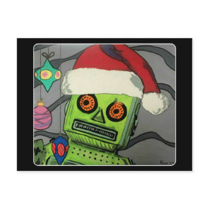 Mid-Century Modern Abstract Christmas Robot Postcard