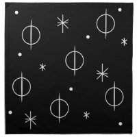 Mid Century Modern Abstract Circles Stars Black