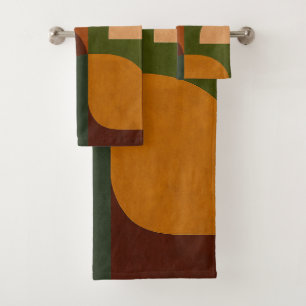 Mid-Century Modern Abstract Composition Bath Towel Set