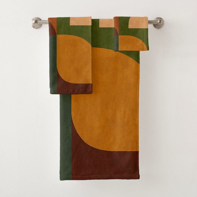 Mid-Century Modern Abstract Composition Bath Towel Set (Insitu)