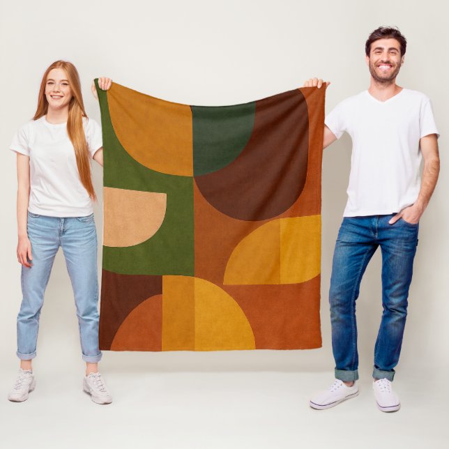 Mid-Century Modern Abstract Composition Fleece Blanket (In Situ)