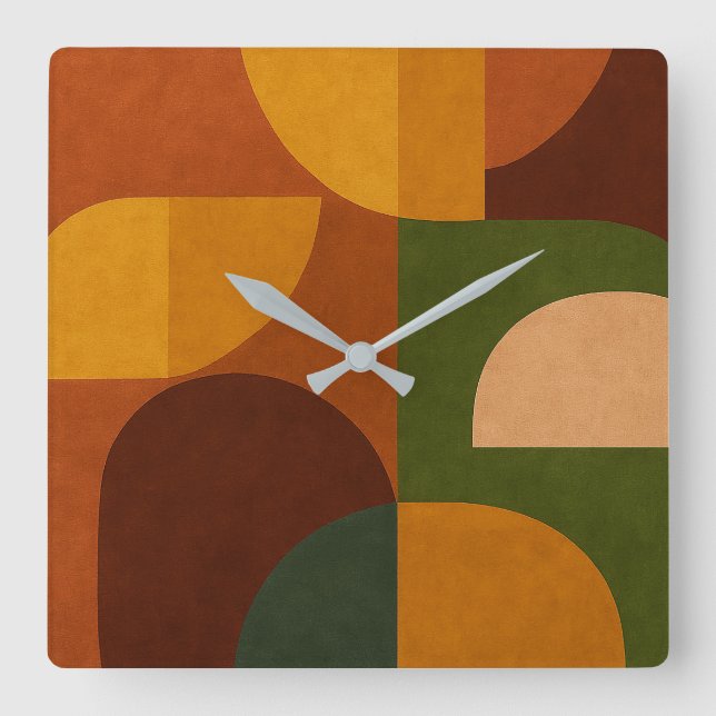 Mid-Century Modern Abstract Composition Square Wall Clock (Front)