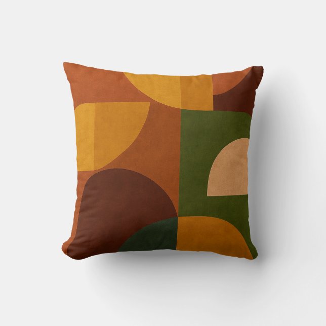Mid-Century Modern Abstract Composition Throw Pillow (Front)