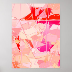 Mid-Century Modern Abstract, Coral Pink & Fuchsia Poster