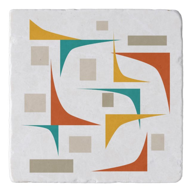 Mid Century Modern Abstract Corners Rectangles Trivet (Front)