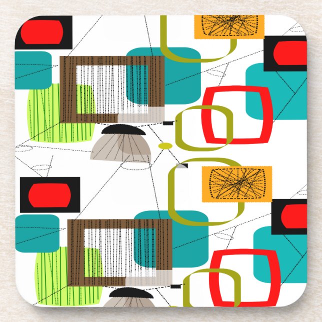 Mid-Century Modern Abstract Design Drink Coaster (Front)