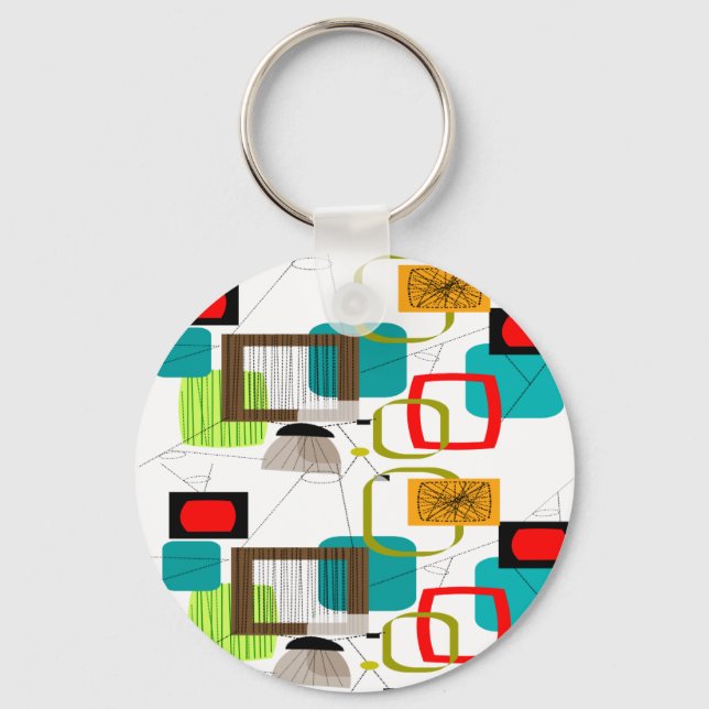 Mid-Century Modern Abstract Design Keychain (Front)