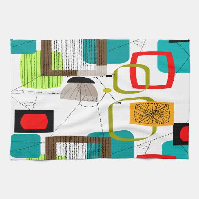 Mid-Century Modern Abstract Design Kitchen Towel (Horizontal)