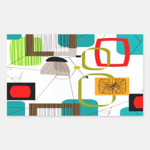 Mid-Century Modern Abstract Design Rectangular Sticker