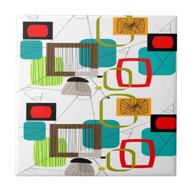 Mid-Century Modern Abstract Design Tile (Front)