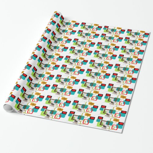 Mid_Century Modern Abstract Design Wrapping Paper