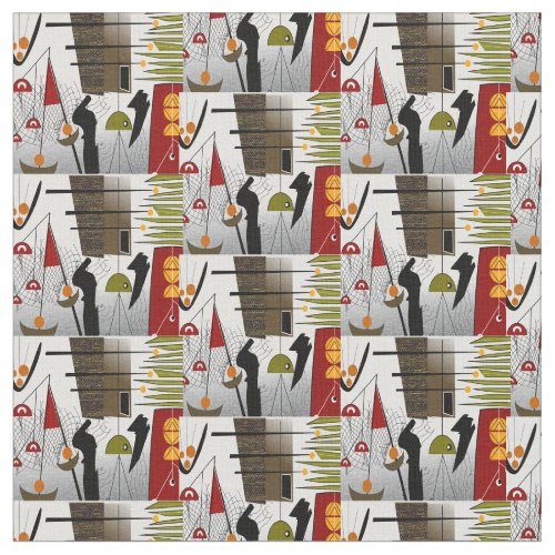 Mid-Century Modern Abstract Fabric