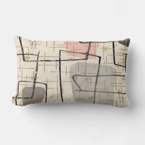 Mid Century Modern Abstract Fabric Lumbar Pillow