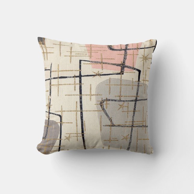 Mid Century Modern Abstract Fabric Throw Pillow (Front)