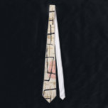 Mid Century Modern Abstract Fabric Tie<br><div class="desc">This Mid Century Modern Abstract Fabric Tie features a replica of a vintage 1950's fabric. The background is ecru with black lines, gold lines, and gold stars. The fabric also features grey and pink modern art shapes. It's a blast from the past! This is the perfect design for anyone who...</div>