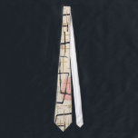 Mid Century Modern Abstract Fabric Tie<br><div class="desc">This Mid Century Modern Abstract Fabric Tie features a replica of a vintage 1950's fabric. The background is ecru with black lines, gold lines, and gold stars. The fabric also features grey and pink modern art shapes. It's a blast from the past! This is the perfect design for anyone who...</div>