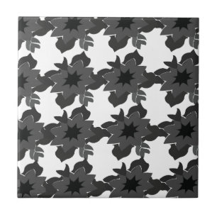 Mid Century Modern Abstract Floral Pattern Ceramic Tile