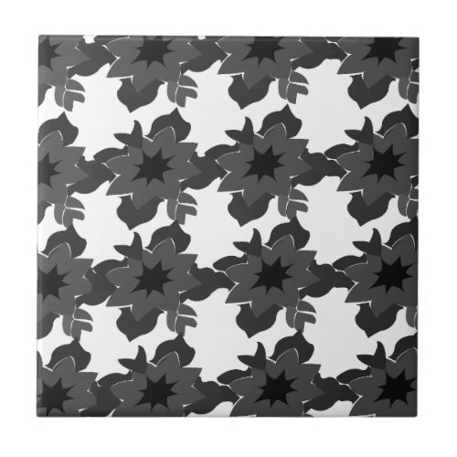 Mid Century Modern Abstract Floral Pattern Ceramic Tile