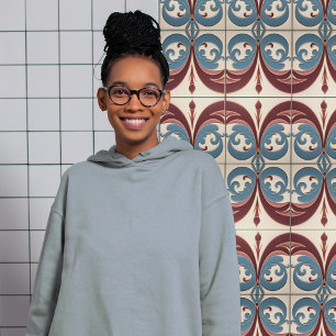 Mid-Century Modern Abstract Floral Symmetry Ceramic Tile