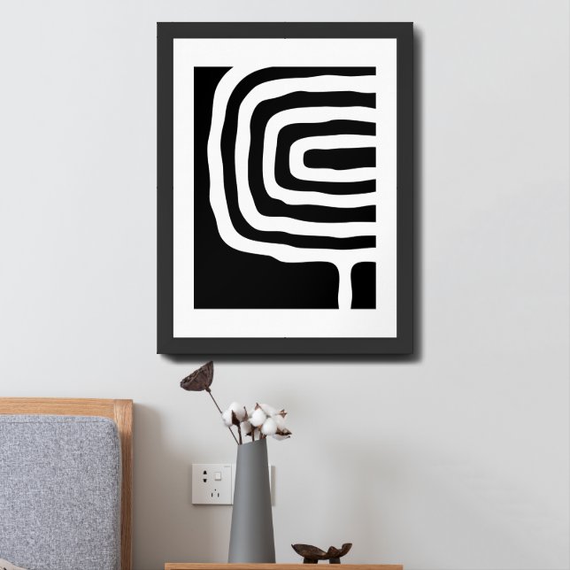 Mid Century Modern Abstract Framed Art (Bedside)