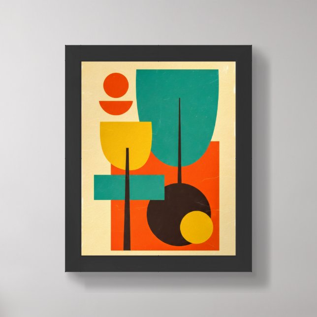 Mid-Century Modern Abstract Framed Art (Framed Front)