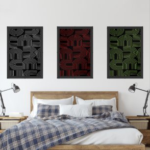 mid century modern abstract geometric aesthetic wall art sets