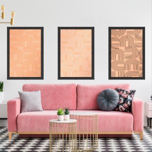 mid century modern abstract geometric aesthetic wall art sets