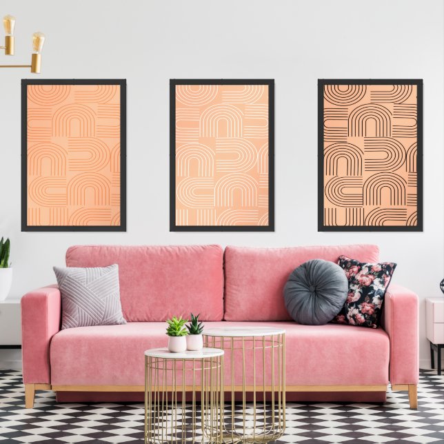 mid century modern abstract geometric aesthetic wall art sets (Livingroom)