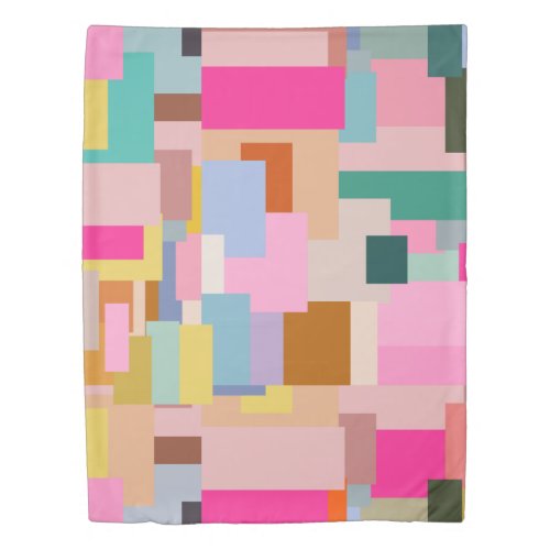 Mid Century Modern Abstract Geometric Color Block  Duvet Cover