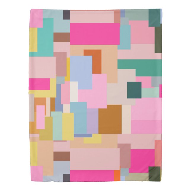 Mid Century Modern Abstract Geometric Color Block  Duvet Cover (Front)