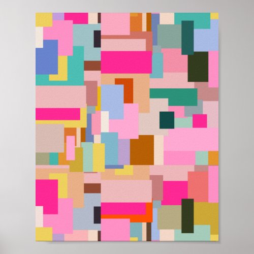 Mid Century Modern Abstract Geometric Color Block Poster