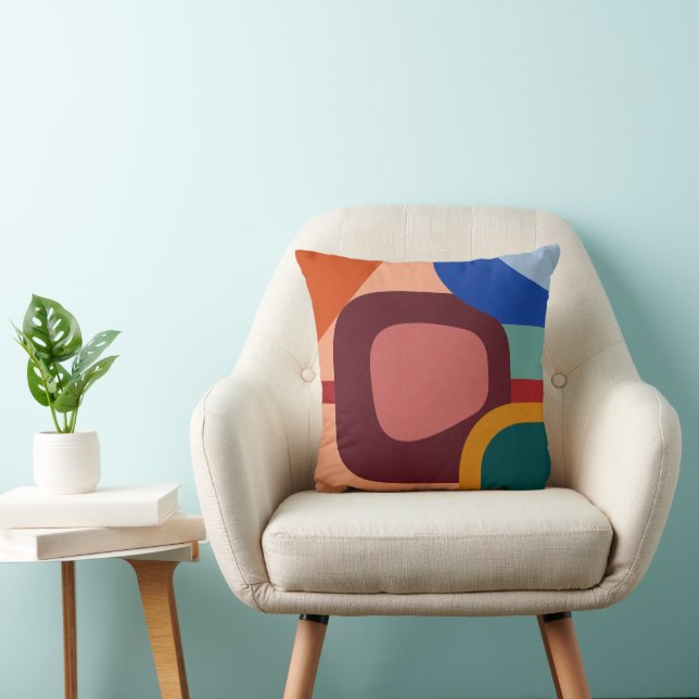Mid-Century Modern Abstract Geometric Pattern Throw Pillow (Chair)