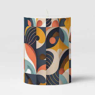 Mid Century Modern Abstract Geometric Pillar Candle
