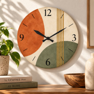 Mid Century Modern Abstract Geometric Retro  Large Clock