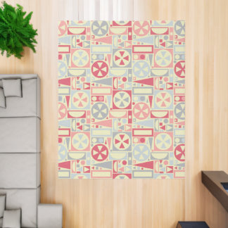 Mid-Century Modern Abstract Geometric Retro Pink Rug