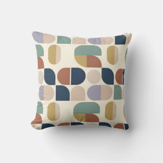 Mid-Century Modern Abstract Geometric Shapes Throw Pillow