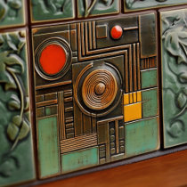 Mid-Century Modern Abstract Geometric Symmetry Ceramic Tile