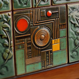 Mid-Century Modern Abstract Geometric Symmetry Ceramic Tile