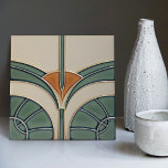 Mid-Century Modern Abstract Geometric Symmetry Ceramic Tile<br><div class="desc">This exquisite mid-century modern ceramic tile is a loving homage to the time-honored Arts and Crafts movement. Expertly crafted in our Barcelona workshop, it features abstract symmetrical shapes and imitates the captivating allure of mid-century modern faux relief tiles. The symmetrical designs echo a harmonious balance, the ideal expression of abstract...</div>