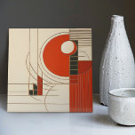 Mid-Century Modern Abstract Geometric Symmetry Ceramic Tile<br><div class="desc">This exquisite mid-century modern ceramic tile is a loving homage to the time-honored Arts and Crafts movement. Expertly crafted in our Barcelona workshop, it features abstract symmetrical shapes and imitates the captivating allure of mid-century modern faux relief tiles. The symmetrical designs echo a harmonious balance, the ideal expression of abstract...</div>