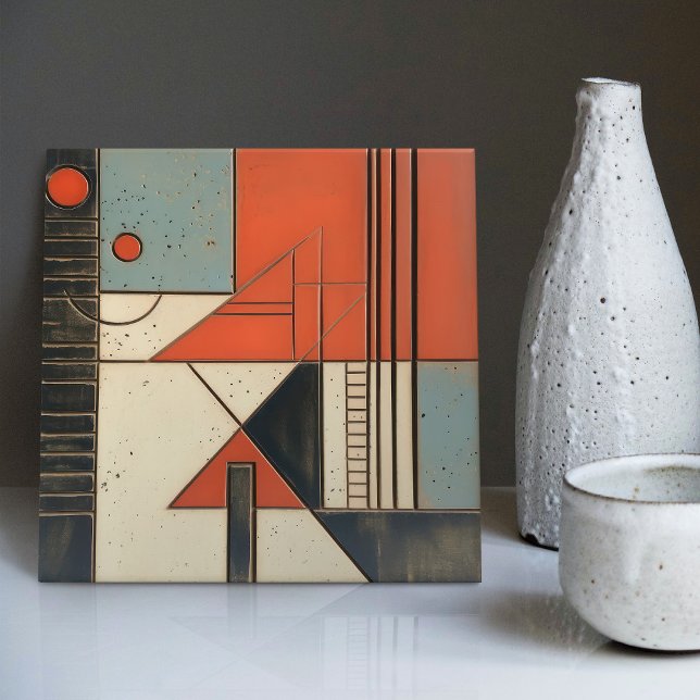 Mid-Century Modern Abstract Geometric Symmetry Ceramic Tile (Creator Uploaded)