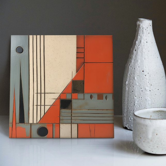 Mid-Century Modern Abstract Geometric Symmetry Ceramic Tile (Creator Uploaded)