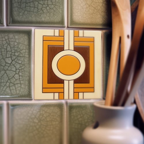 Mid_Century Modern Abstract Geometric Symmetry Ceramic Tile