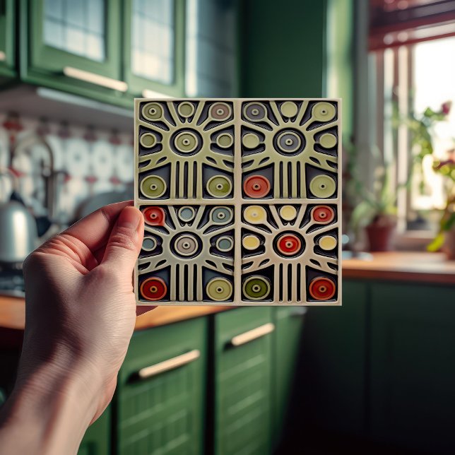 Mid-Century Modern Abstract Geometric Symmetry Ceramic Tile (Creator Uploaded)