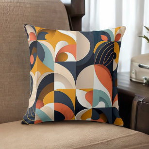 Mid Century Modern Abstract Geometric Throw Pillow