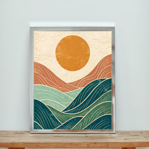 Mid-Century Modern Abstract Landscape Poster
