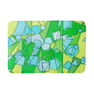 Mid-Century Modern Abstract, Lime Green and Yellow Bath Mat