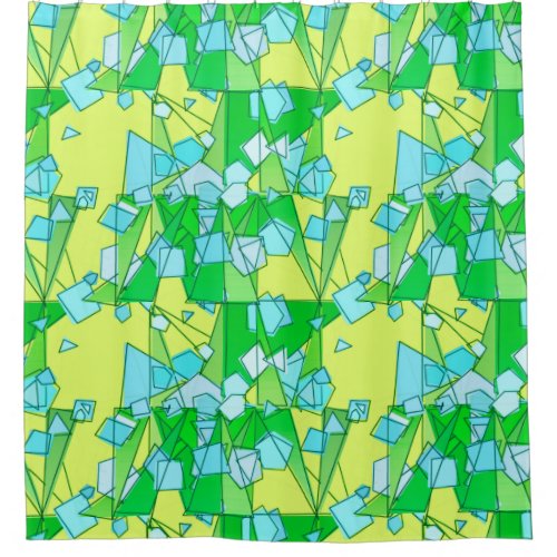 Mid_Century Modern Abstract Lime Green and Yellow Shower Curtain