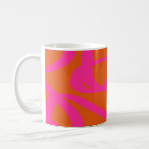 Mid Century Modern Abstract Lines Orange And Pink Coffee Mug