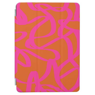Mid Century Modern Abstract Lines Orange And Pink iPad Air Cover